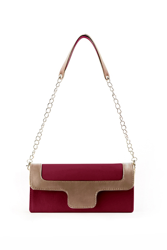 Women's burgundy red and copper luxurious elegant clutch for ceremonies, weddings and evenings out. - Top view